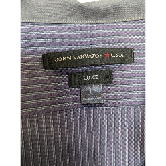 John Varvatos Button Up Shirt Mens Large Blue Striped - Picture 7 of 11